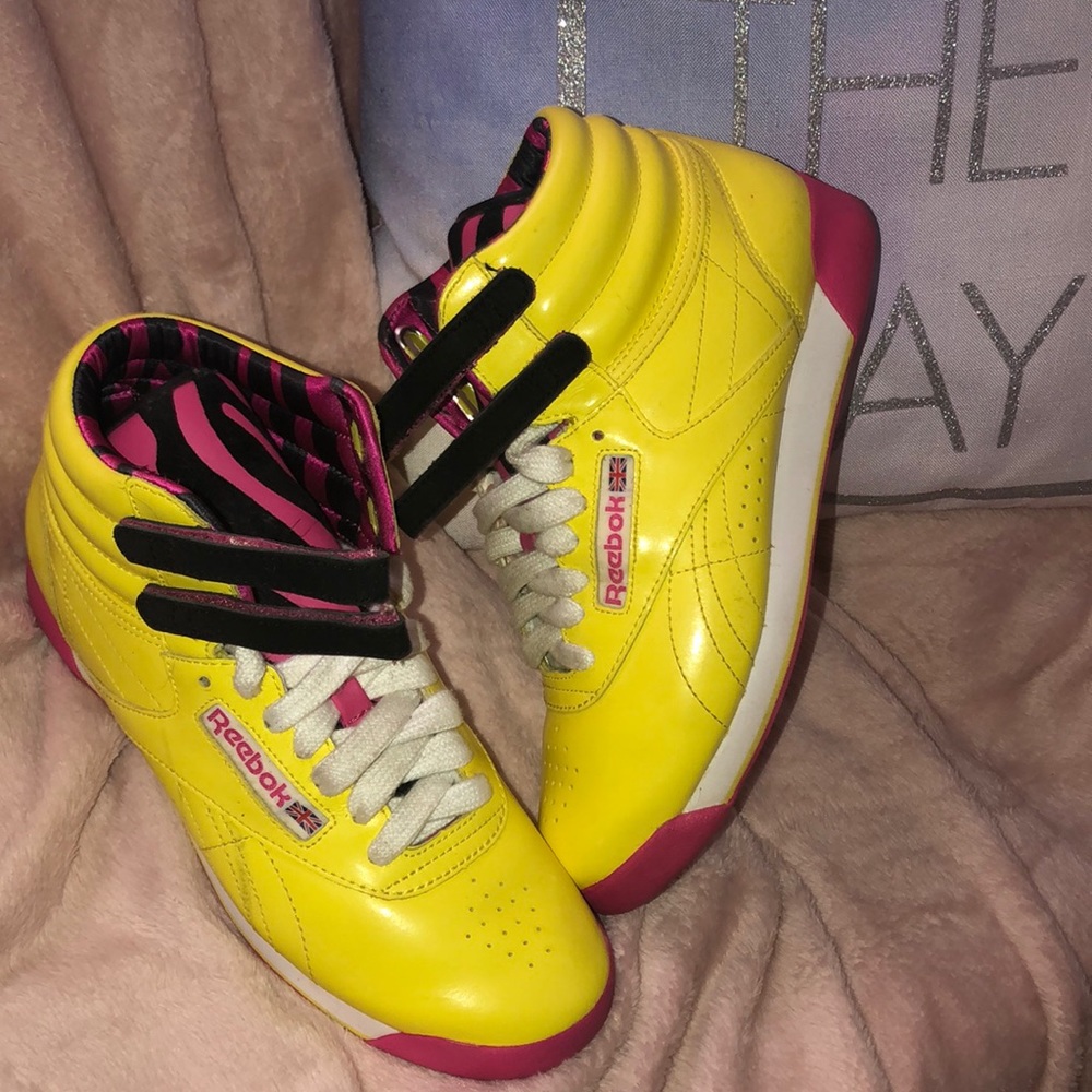 Super Cute Pink and Yellow Vintage Style Reebok’s
